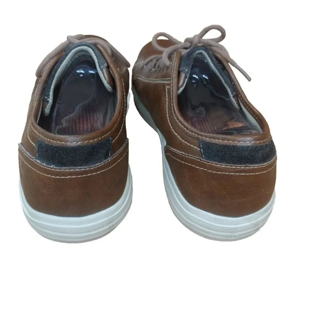 Skechers Loafer Shoe Oxford Brown Leather Lace Up Air Cool Memory Foam Men 11